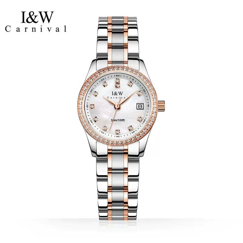 IW Brand Women's Watch Luxury Sapphire Mirror Casual Watches Waterproof Watch Women Fashion Dress Rhinestone WristWatch reloj