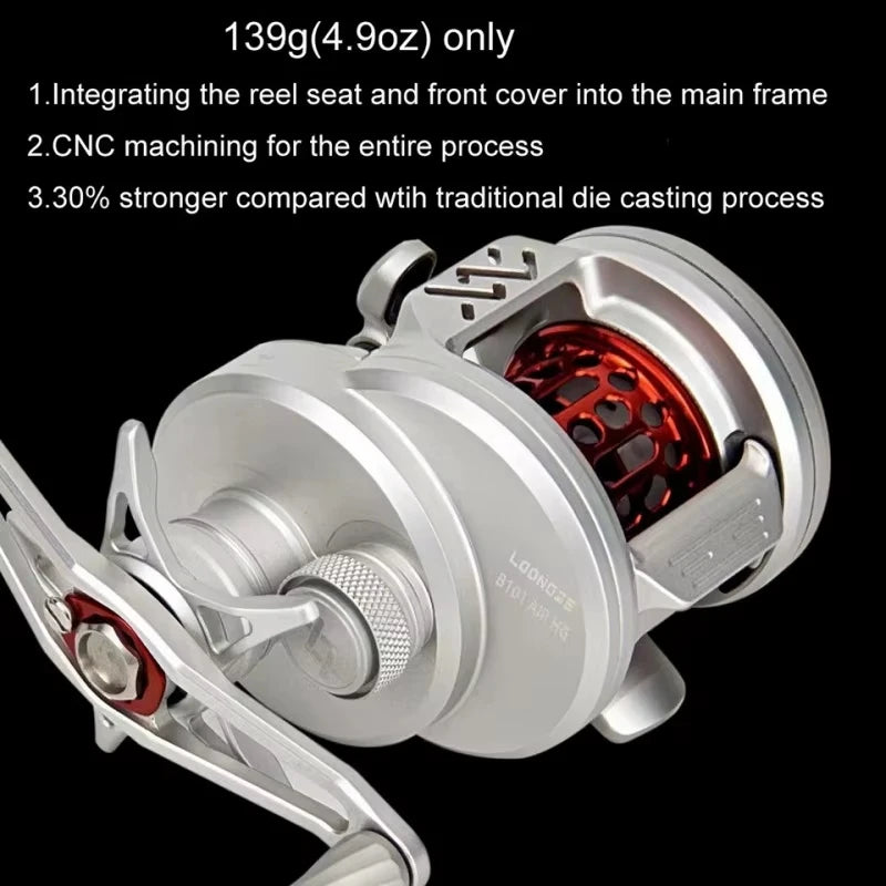 LOONGZE Airlite B100 B101 HG DBC-II Baitcasting Reel BFS Bait Finesse All Metal Magnetic Brake Casting Reel for Bass Trout