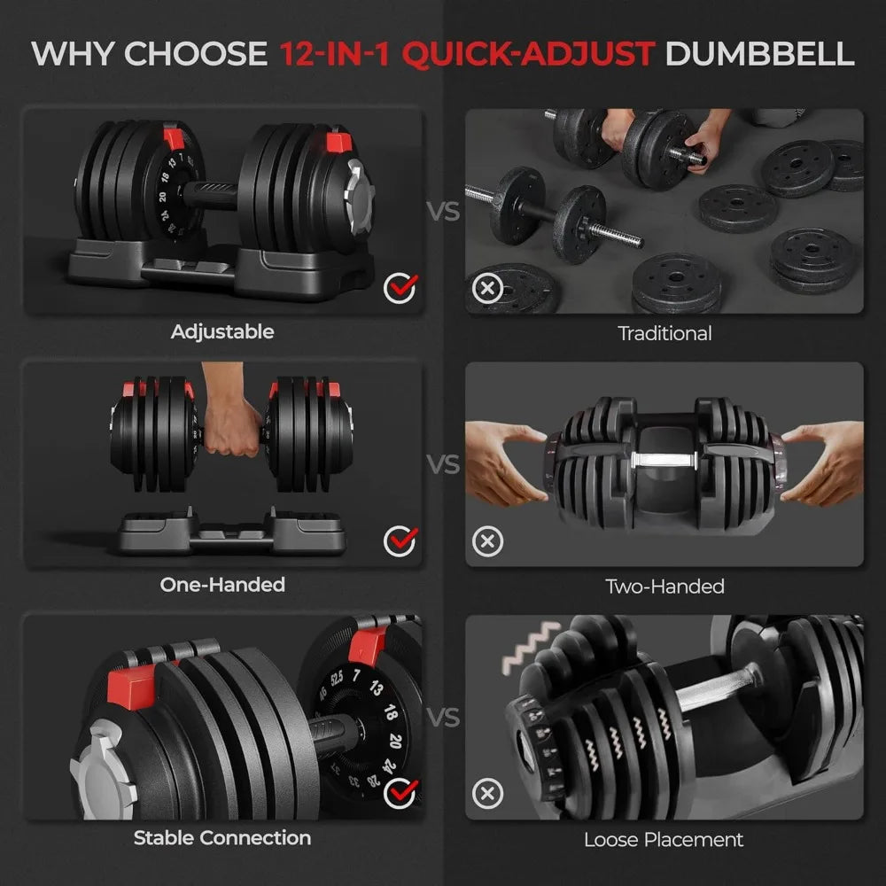 Yaheetech Dumbbell Set: 28 to 90lbs Adjustable Weights with Quick-Change System and Non-Slip Grip