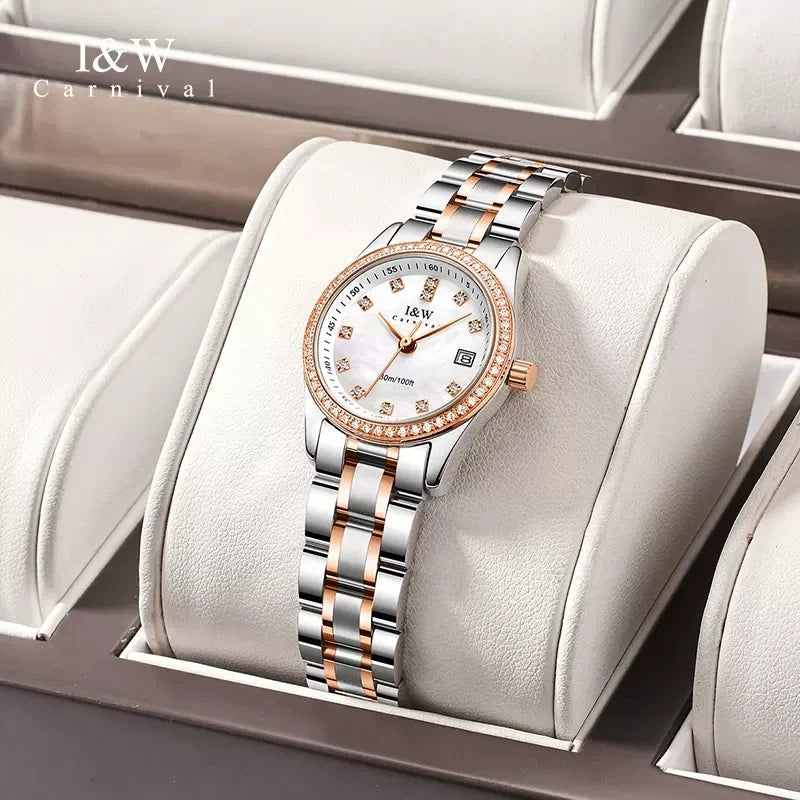 IW Brand Women's Watch Luxury Sapphire Mirror Casual Watches Waterproof Watch Women Fashion Dress Rhinestone WristWatch reloj