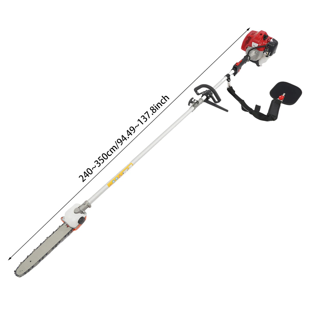 2-Stroke Garden Trimmer with Adjustable Pole – Efficient Trimming, Manganese Steel Chain, 1.25kw Power