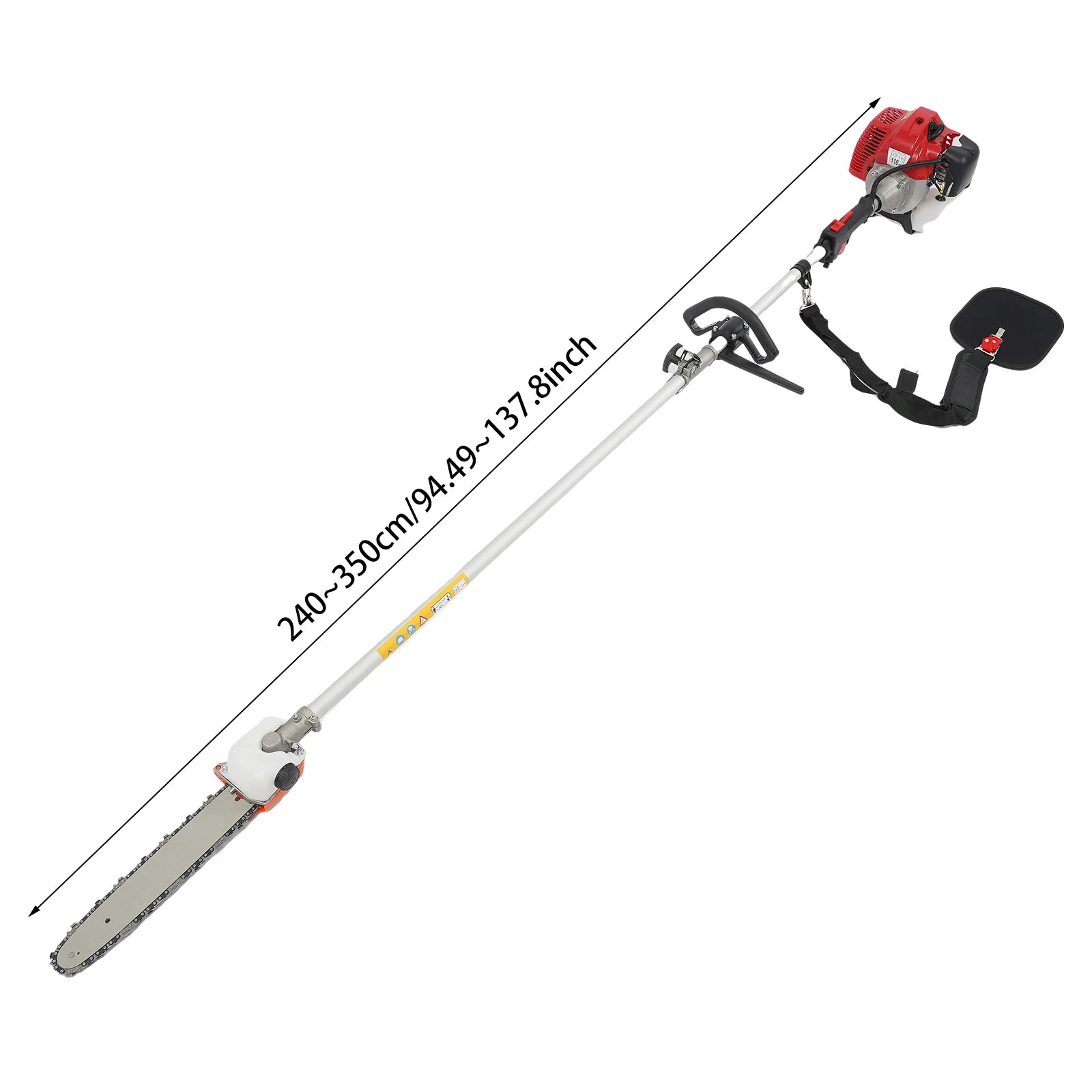 2-Stroke Garden Trimmer with Adjustable Pole – Efficient Trimming, Manganese Steel Chain, 1.25kw Power