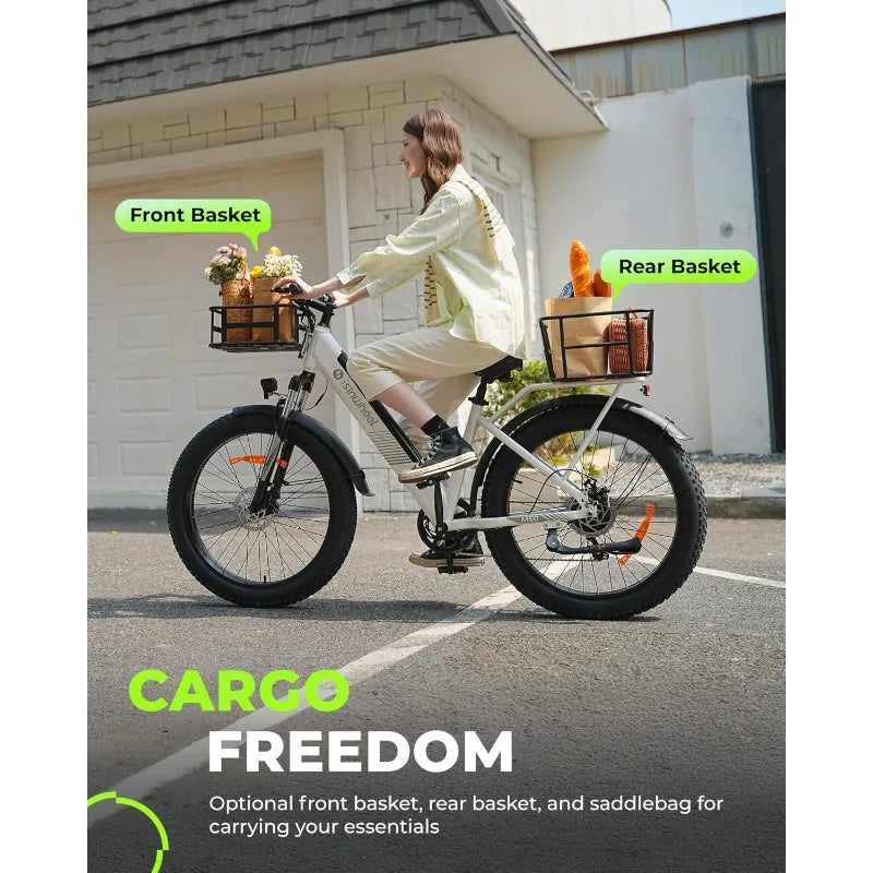 M60 Electric Bike for Adults 750W 28mph Ebike with 48V 13Ah Removable Battery, USB Charging Port, 7 Speed Gearshift, 2