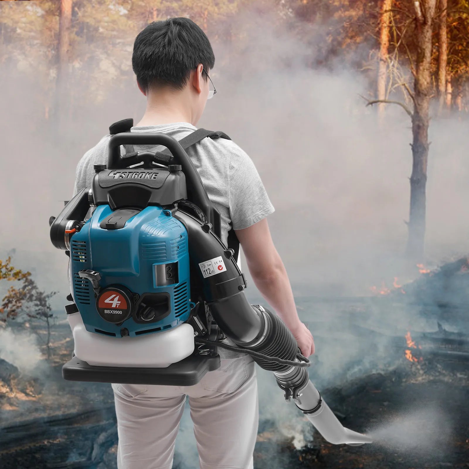 75.6CC  Backpack Leaf Blower, 4 Stroke Gas Powered Leaf Blower, with 498ft ³/s Powerful Blowing, 1.9L Large Fuel Tank