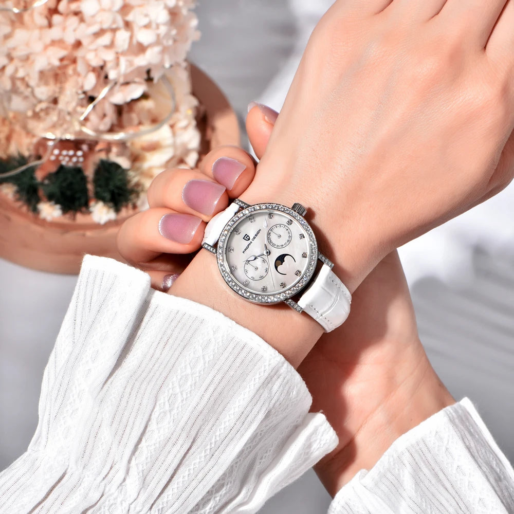 PAGANI DESIGN Luxury Original Watch for Women Stainless Steel Strap Luminous Waterproof Auto Date Diamond Ladies Quartz Watch