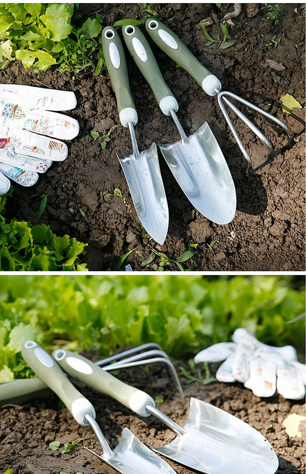 ~Gardening Stainless steel shovel tool 3-piece set Household potted plant planting flower shovel growing vegetable digging shove