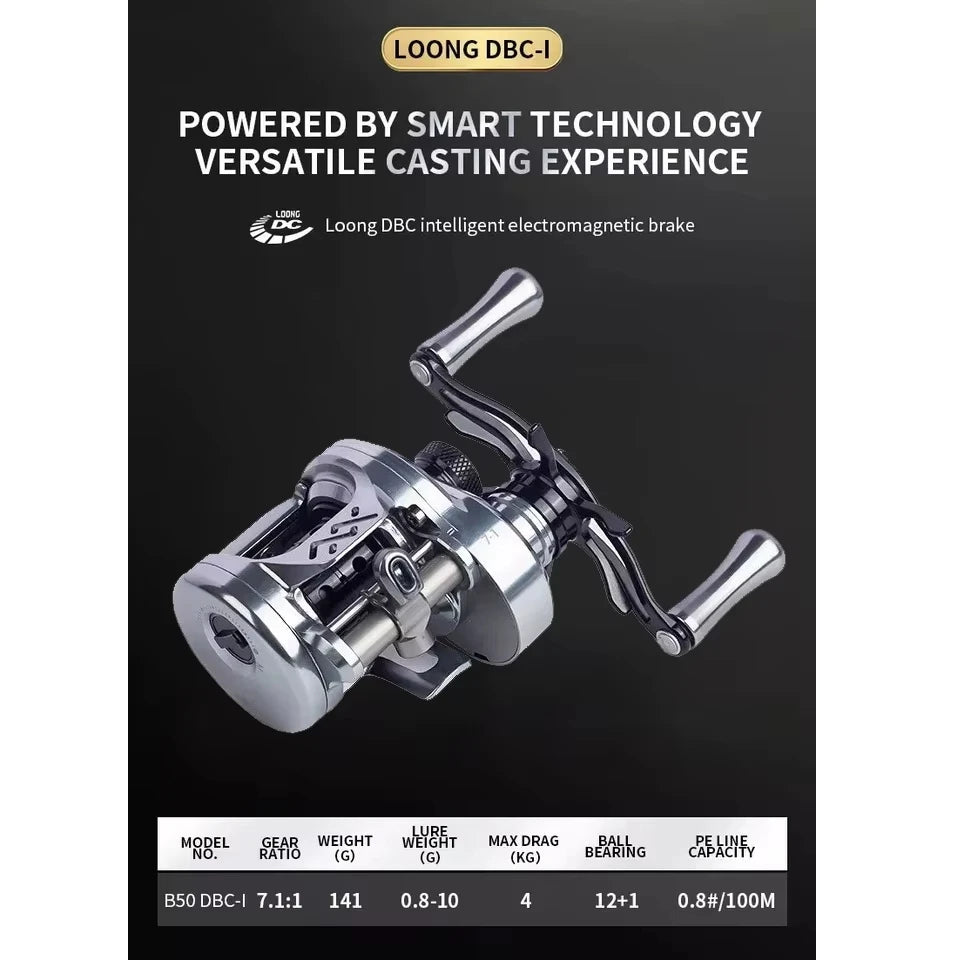 LOONGZE Airlite B50/100/200DBC-I BFS Baitcasting Reel Bait Finesse Fishing Reel All Metal Magnetic Brake System Lightweight