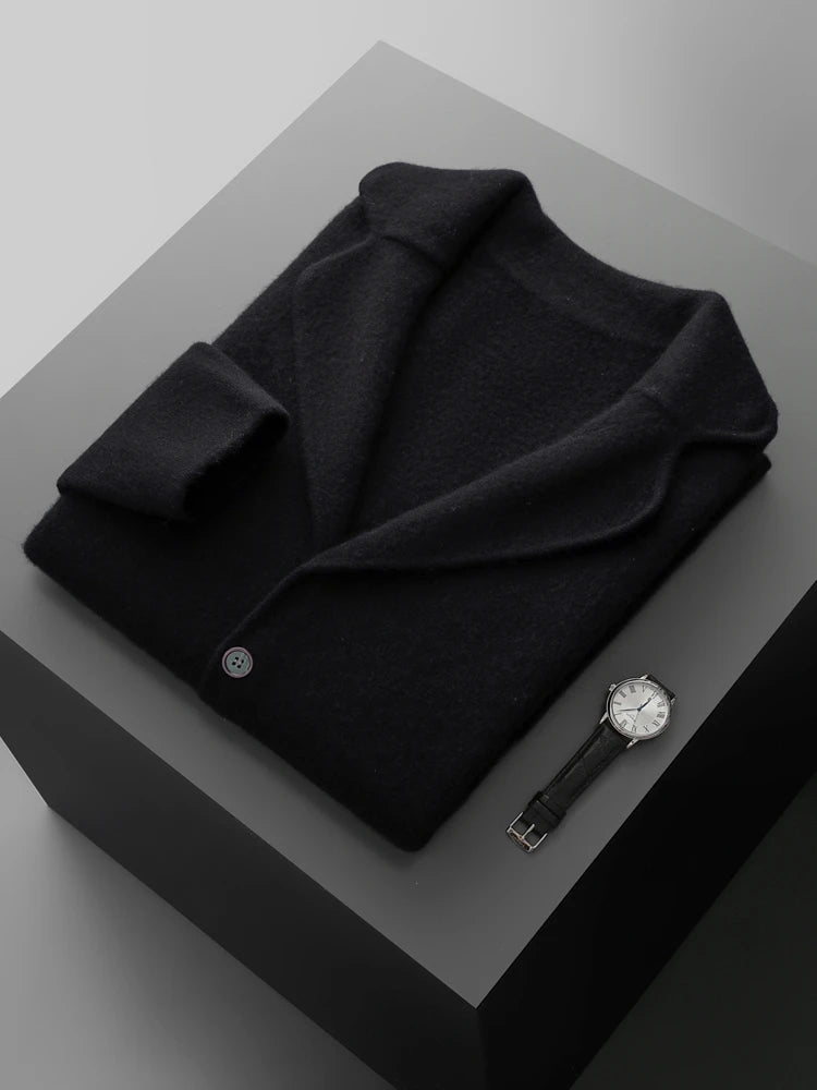 Men' 100% Cashmere Sweater Coat Cashmere Pants Suit Autumn Winter Thick Soft Warm Cashmere Knitwear Smart Casual Cashmere Suit