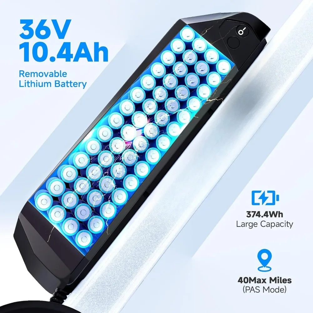 Electric Bike for Adults, 750W Peak 26" Ebike for Men Women Teens with 375WH, 21 Speed, 20Mph, Up to 40Miles Front Suspension