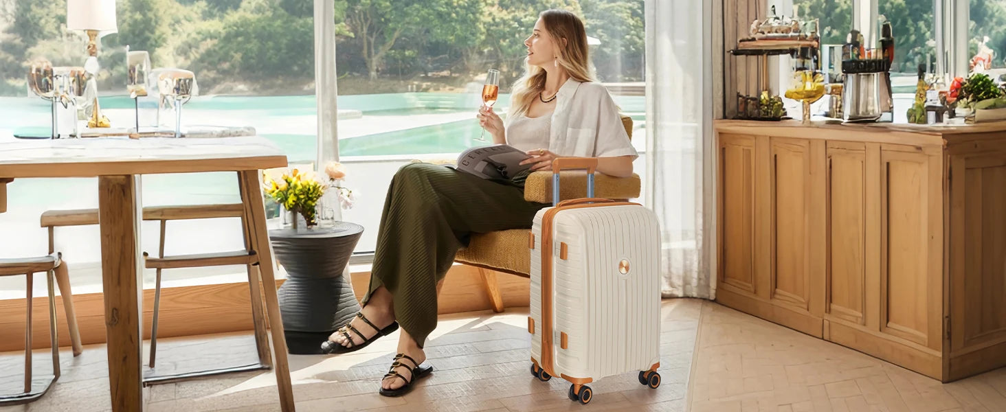 PP Hard Shell Lightweight Durable Luggage Sets, Travel Suitcase with Duffel Bag and Toiletry Bag, TSA Lock, Spinner Wheels