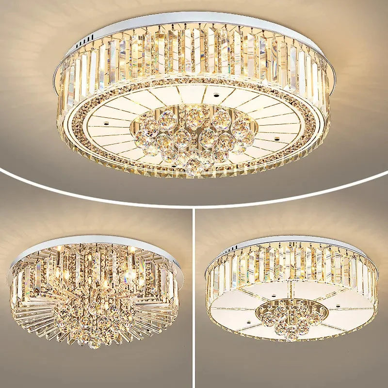 2025Crystal LED Ceiling Chandelier Living Room Decor Gold Lustre Luxury Lighting Dining Bedroom Island Light Indoor Ceiling Lamp