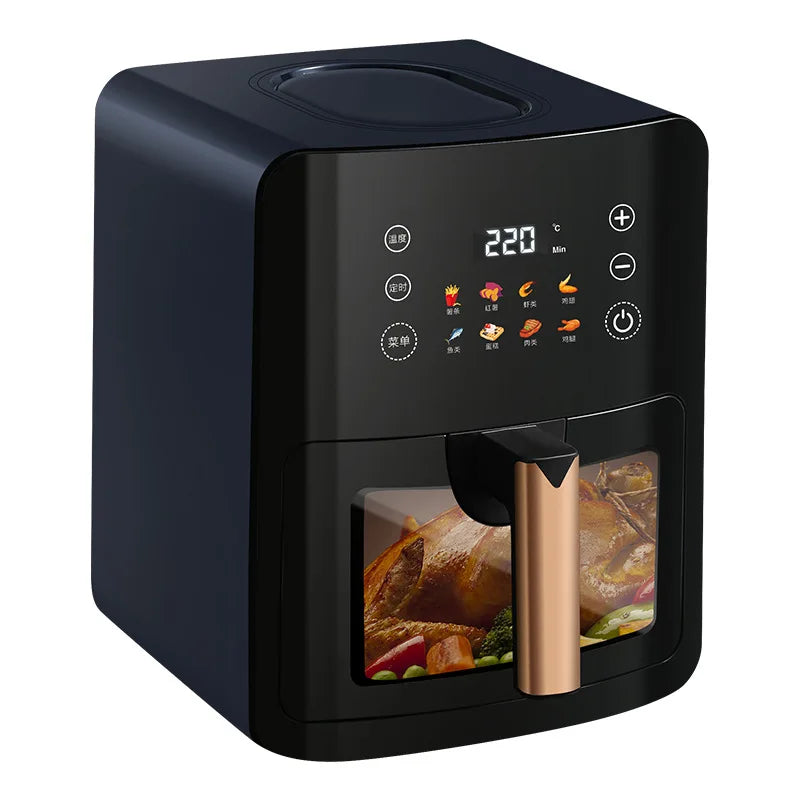 5L Electric Deep Fryer with LCD Display Smart Automatic Glass Oven Air Fryer for Household Food Processing And Baking