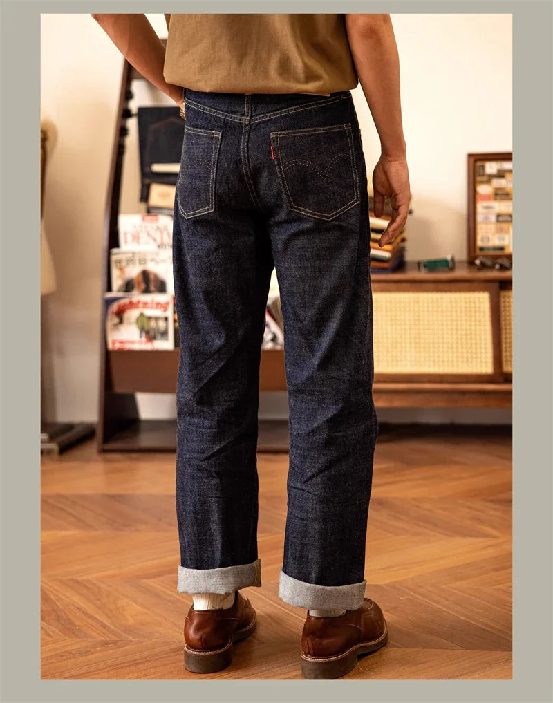 Red Tornado WW2 Model High Waist Loose Straight Men's Jeans 14oz Selvedge Denim Pants