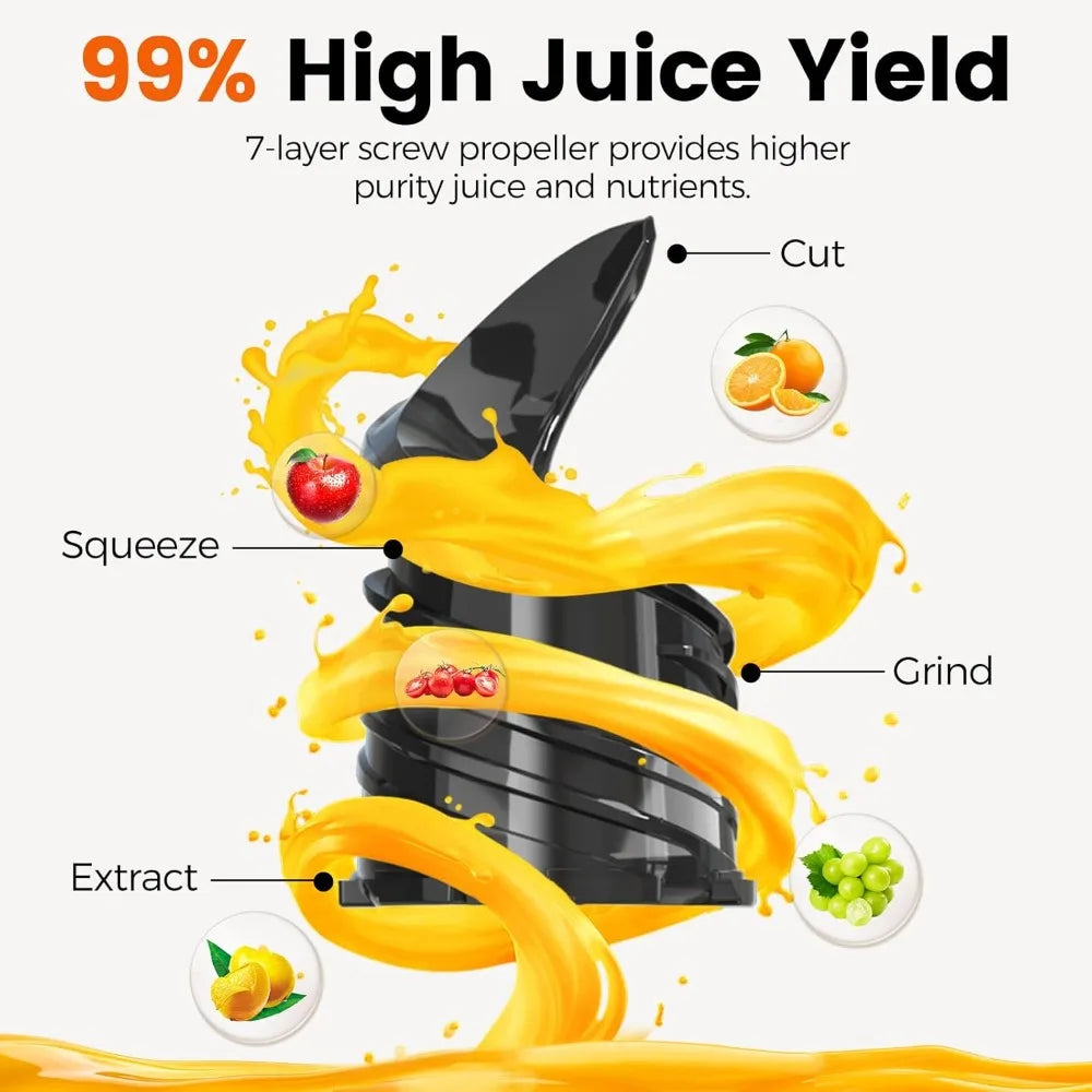 Large Feed Chute Cold Press Juicer: Slow Masticating Machine for Efficient Fruit and Vegetable Juicing, Easy Clean Design