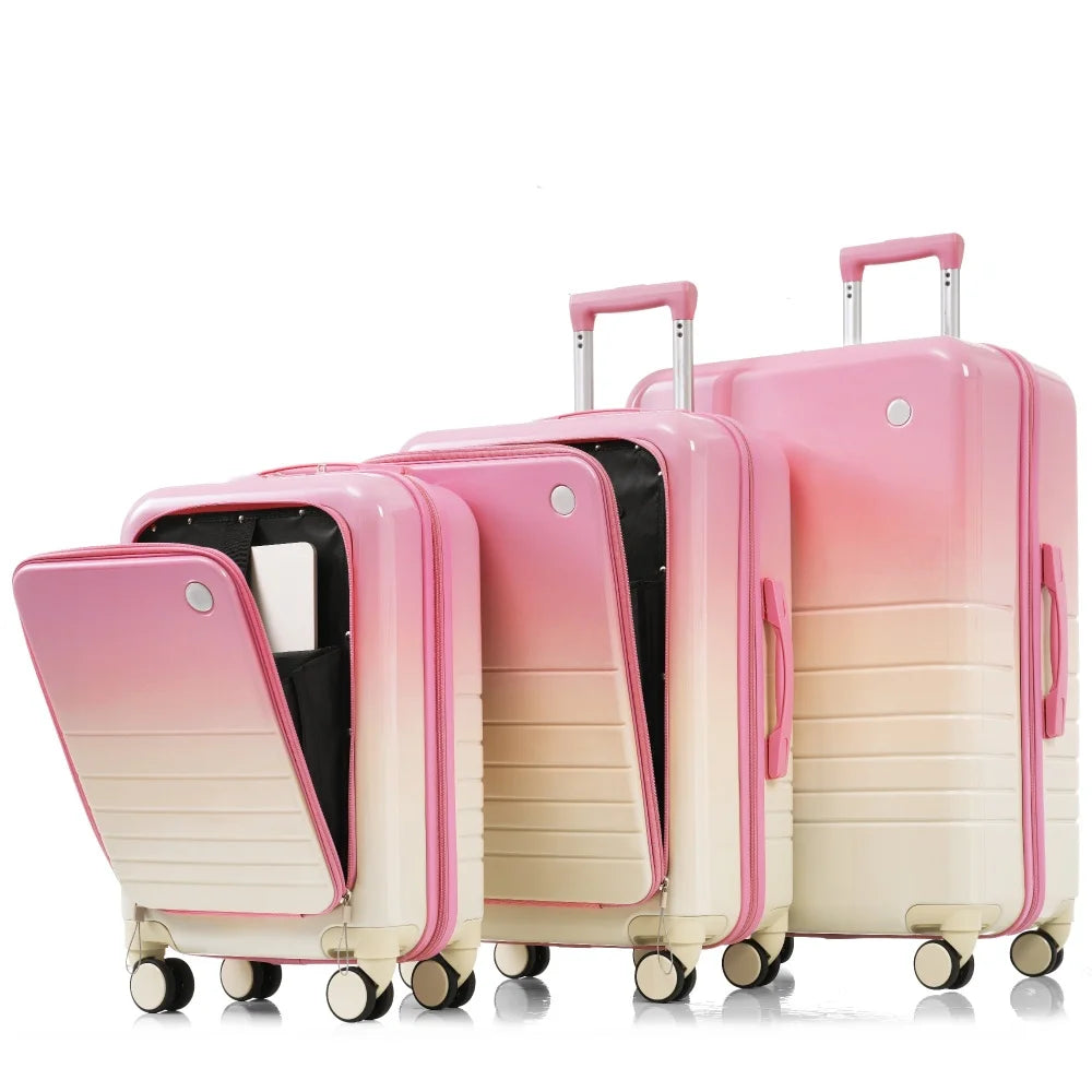USB Port 20 24inch Front Opening Design Airline Certified Carry on Luggage ABS+PC Hard Shell Luggage with Spinner Wheels