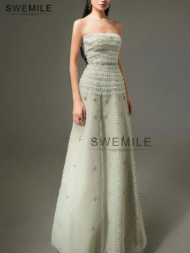 SWEMILE Elegant Strapless Diamond Evening Dresses 2025 A-Line Prom Gowns Customized robes de soirée فساتين للمناسبات الخاصة