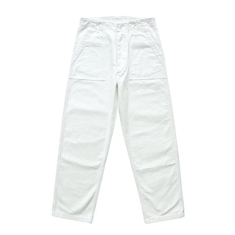 SauceZhan OG107 Fatigue Utility Pants Classic Olive Sateen Men's Baker Pants Satin Cotton Original Loose Fit