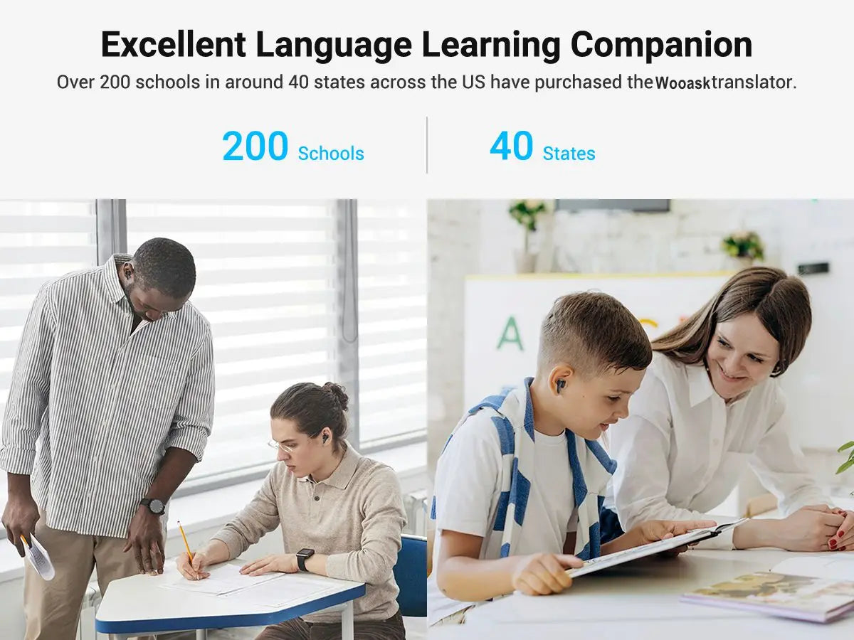 Wooask [M3] Translator Earbuds, Two-Way Offline Language Translator Device, 98% Accuracy ,NO WiFi Need,for Travel Business