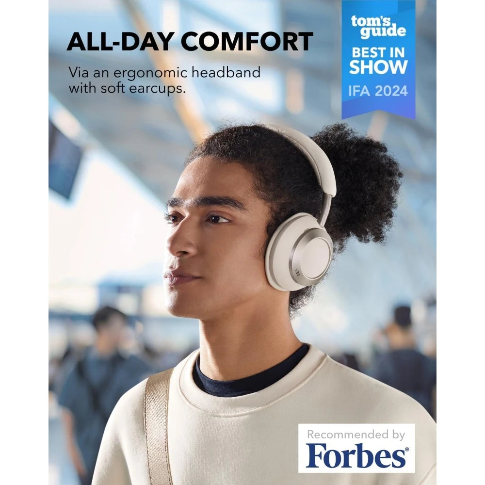 Adaptive Active Noise Cancelling Headphones Driven by 6 Mics, Super Foldable Design, 60H Lossless Audio, Ultra-Fast Charging