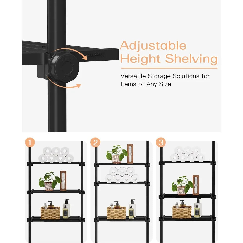 allzone adjustable over the toilet storage shelf, 4-tier ample over toilet bathroom organizer and storage,tension mounted above