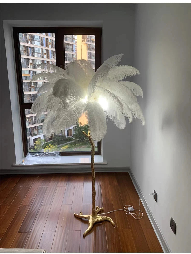 Modern Luxury Feather Floor Standing Lamp Living Room Sofa Background Wall Bedroom Bedside Light Home Deco Floor Lamp Mood Light
