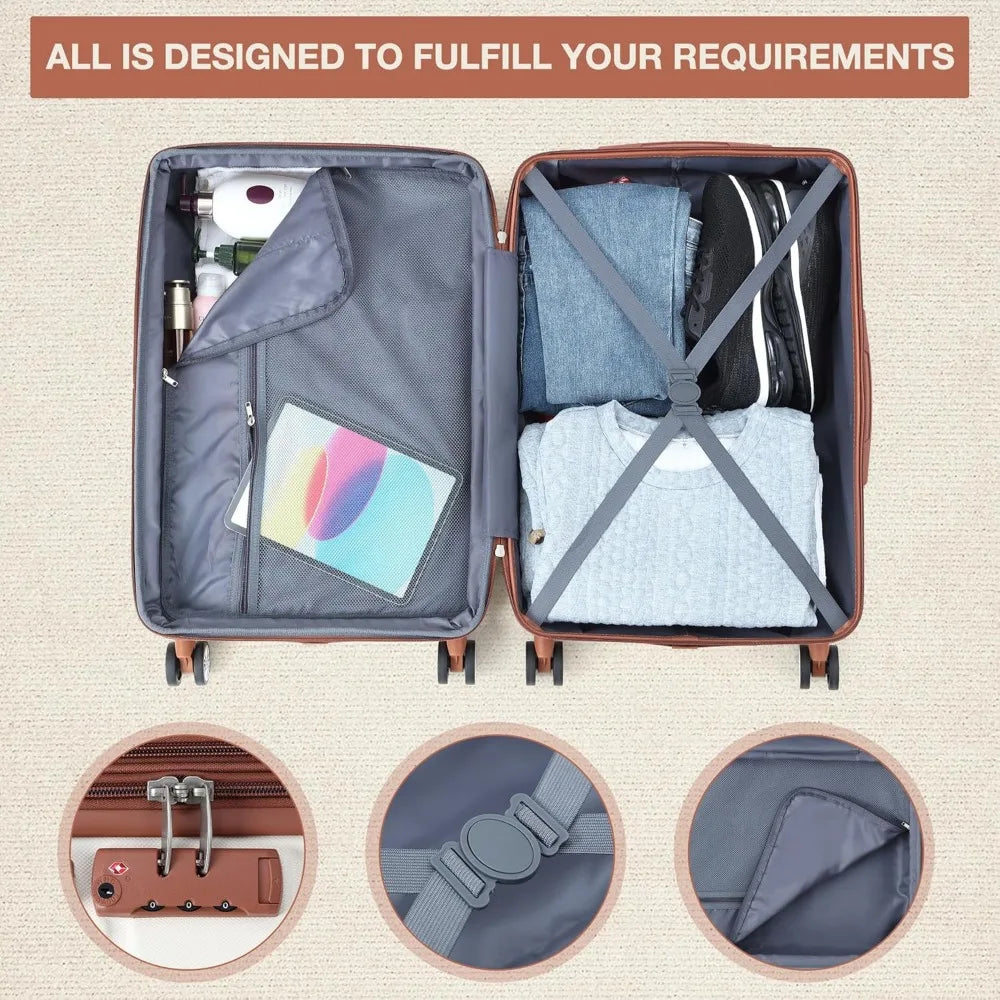 3 Piece Hardshell Luggage Set Expandable (20''/24''/28''), Suitcase Set 3pcs with TSA Locks, Lightweight Hardside Suitcase Set w