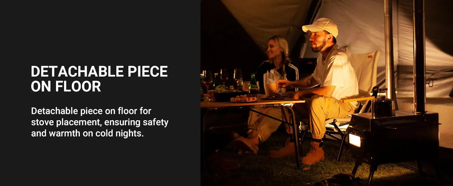 YC-Canvas Bell Yurt Tents, 4 Seasons Large Waterproof & Windproof Luxury Glamping Tent w/Stove Jack for Family Outdoor Camping,