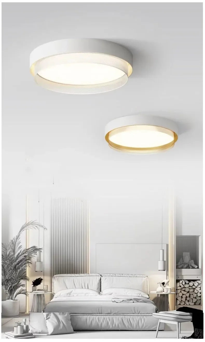 2025 New Nordic LED Ceiling Light Living Room Bedroom Black Metal Grid Ceiling Light Modern Creative Circular Room Lighting