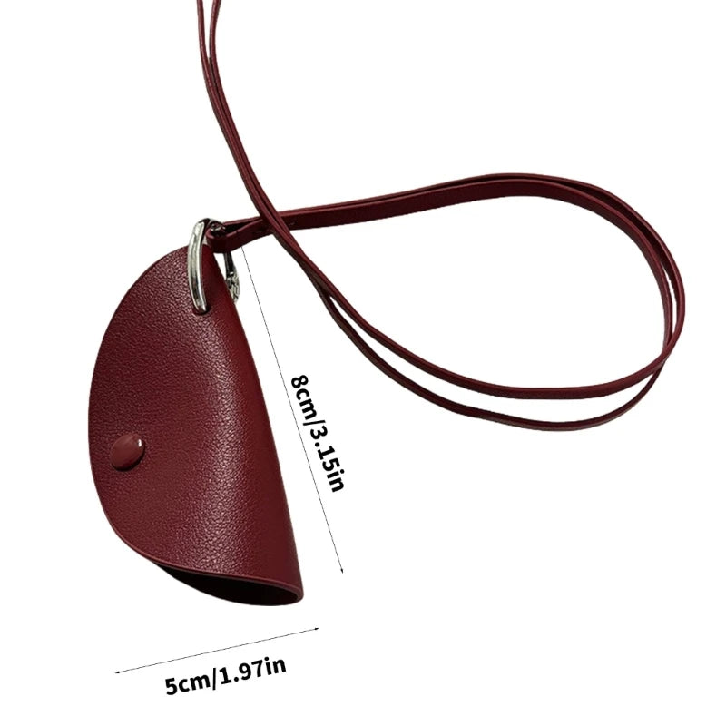 2023 New Elegant PU Leather Key Bag Necklace for Girls Anti Loss Neck Chain Accessory