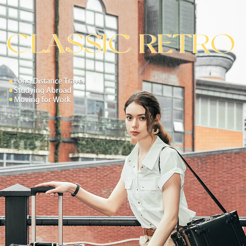 Urecity Vintage Luggage Set Lightweight Trolley Travel Suitcase On Wheels Retro Rolling Luggage 26 "+20" +12 "