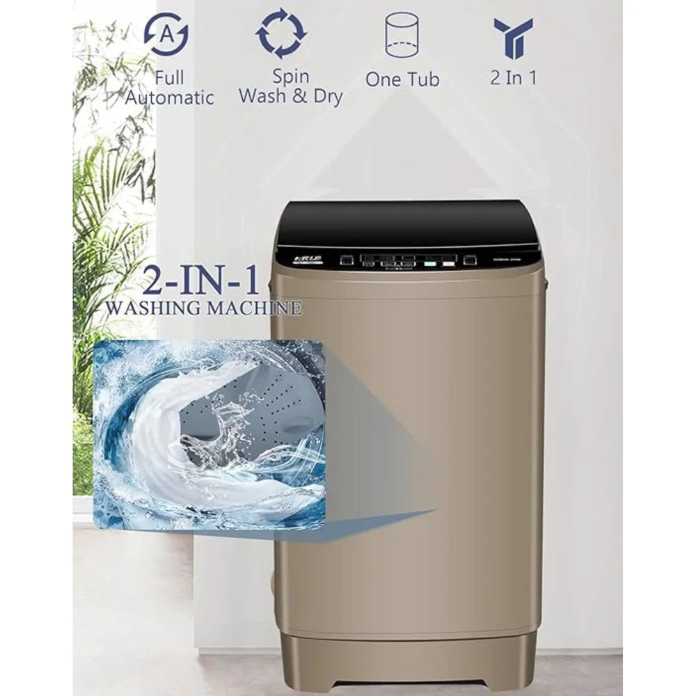 Full Automatic Top Load Washing Machine 17.7 lbs Portable Washer 10 Programs 8 Water Levels Compact Design Laundry Solution