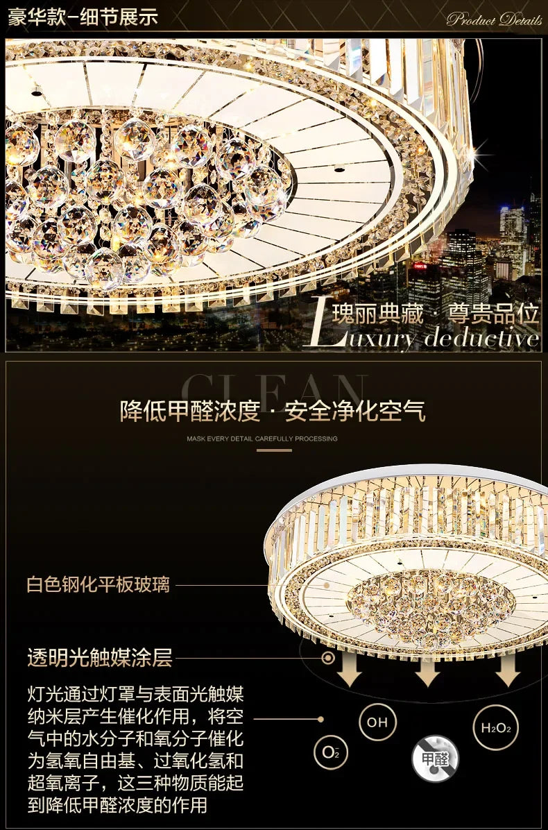 2025Crystal LED Ceiling Chandelier Living Room Decor Gold Lustre Luxury Lighting Dining Bedroom Island Light Indoor Ceiling Lamp