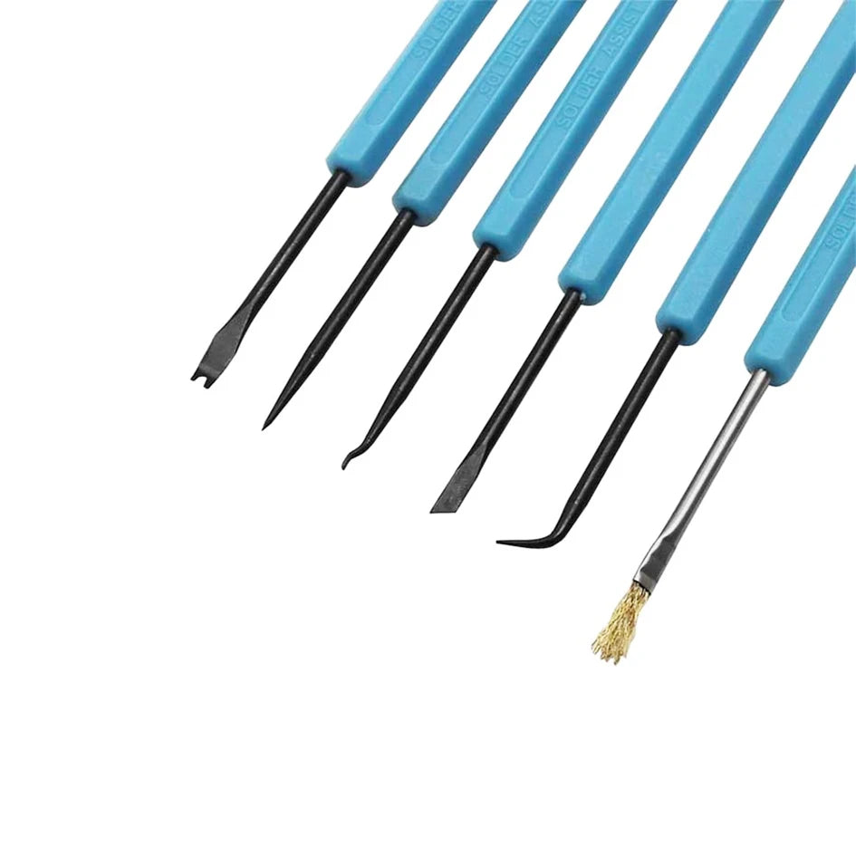 6pcs Desoldering Aid Tool Kit Help Solder Auxiliary Tools Welding Work Electronic Heat Assist for Grinding PCB Cleaning Repair