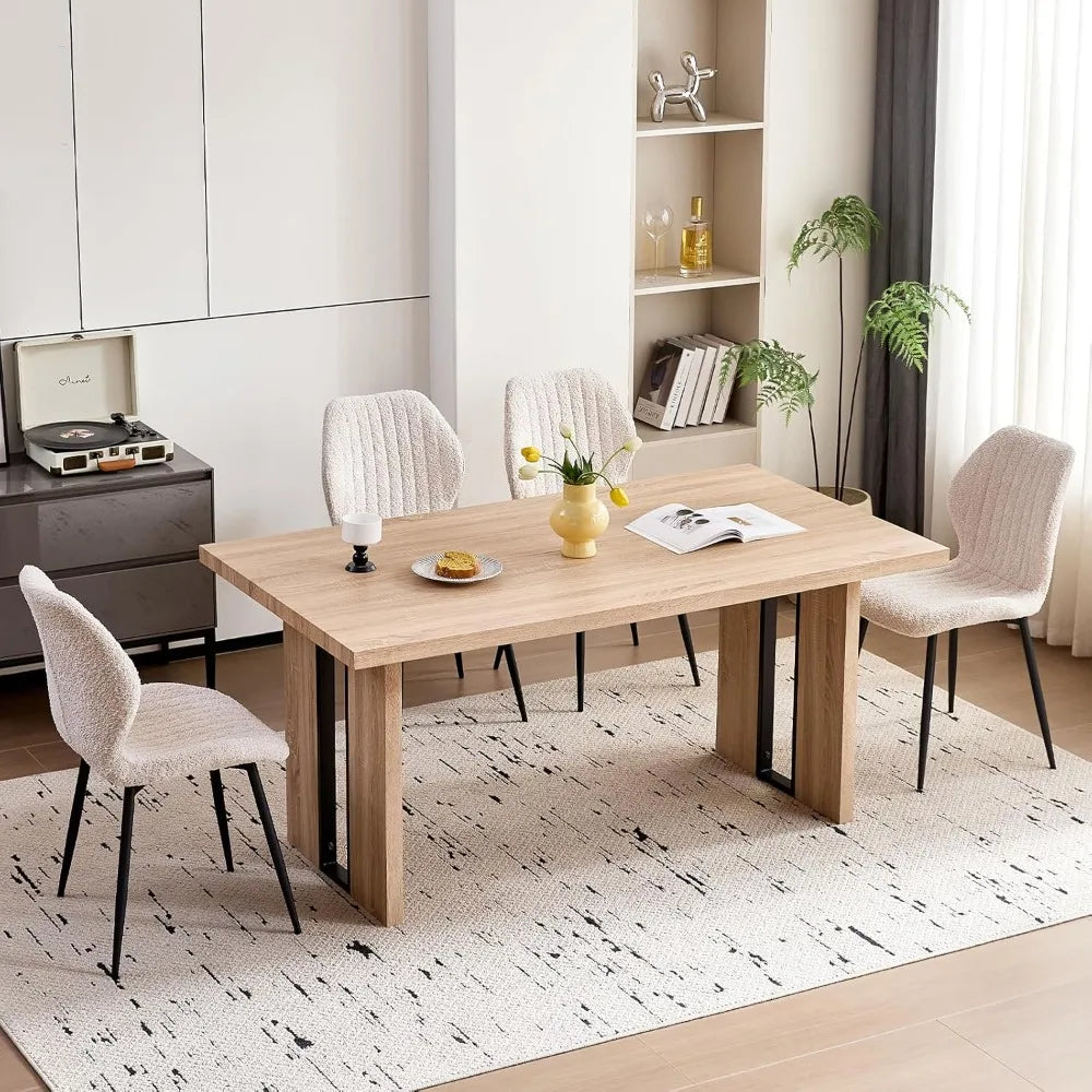 Dining Table for 4- 6 People,Rectangular Farmhouse Kitchen Table with Heavy Duty Legs for Apartment Living Room Work Home Office