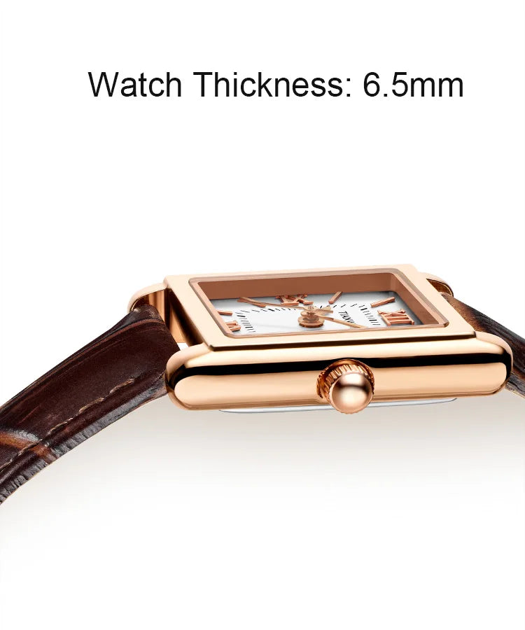 Elegance Leather Watch TIANWANG Luxury Square Women Genuine Leather Japanese Movement Minimalist Dress Wristwatch 3ATM