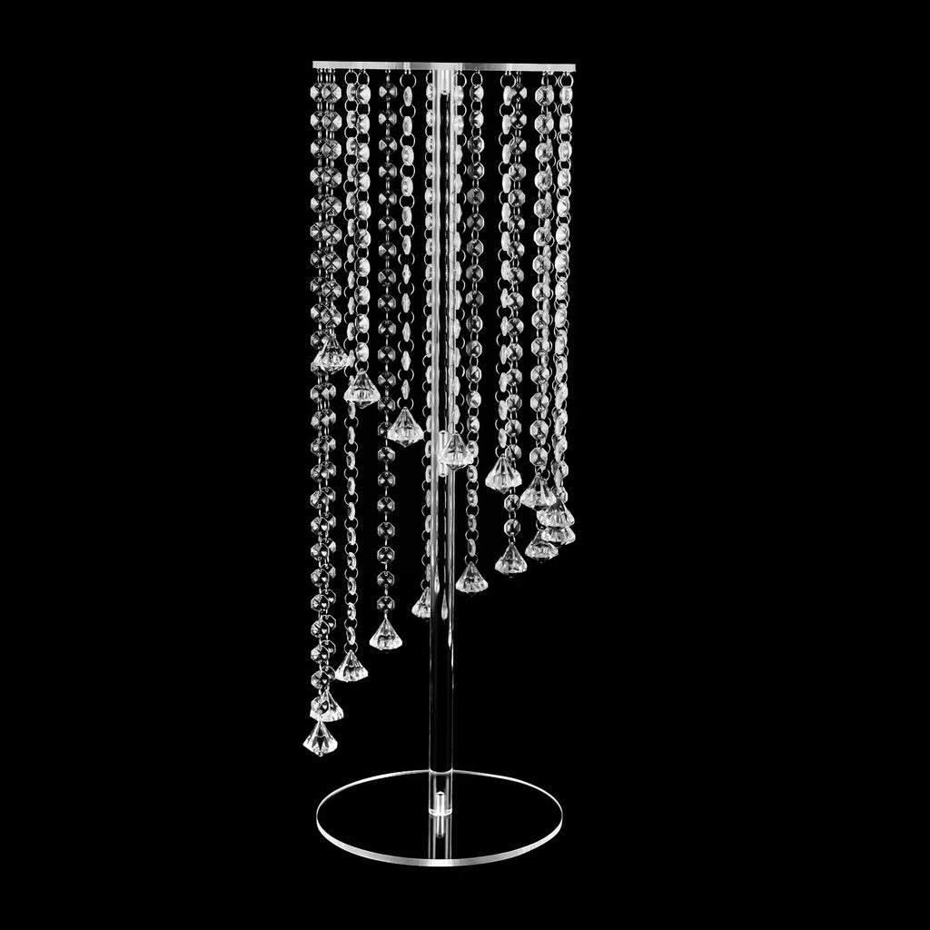 10Pcs Acrylic Crystal Flower Stand Clear Flower Vase 7.9*7.9*23.6in Hanging Beads Centerpieces Elegant Table Decor Flower Holder