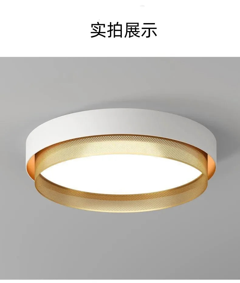 2025 New Nordic LED Ceiling Light Living Room Bedroom Black Metal Grid Ceiling Light Modern Creative Circular Room Lighting