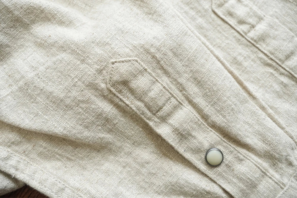 Sauce Zhan Mens Shirts Ramie Shirt for Man Long Sleeve Regular Fit