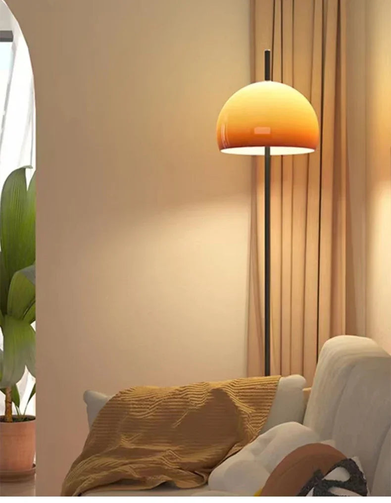Bauhaus Living Room Retro Glass Table Lamp Gradient Orange Mushroom Floor Lamp Living Room Bedroom Atmosphere LED Lamp