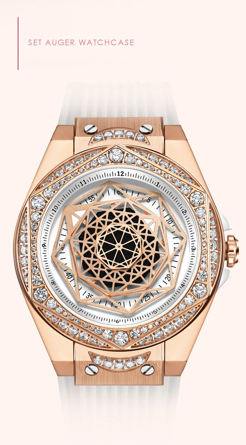 Hanbro Women Luxury Watch 36mm Ladies Vintage Quartz Wristwatch Luminous Waterproof Silicone Strap Fashion Dial