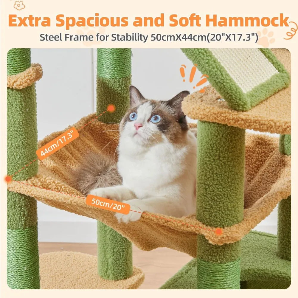 71-Inch Cat Tower for Indoor Cats Large Adult, Multi-Level Large Cat Condo, 8 Sisal Scratching Posts
