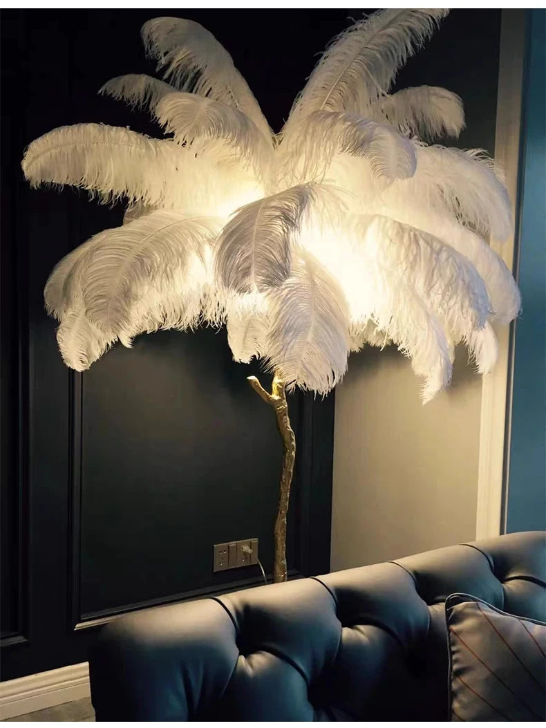 Modern Luxury Feather Floor Standing Lamp Living Room Sofa Background Wall Bedroom Bedside Light Home Deco Floor Lamp Mood Light
