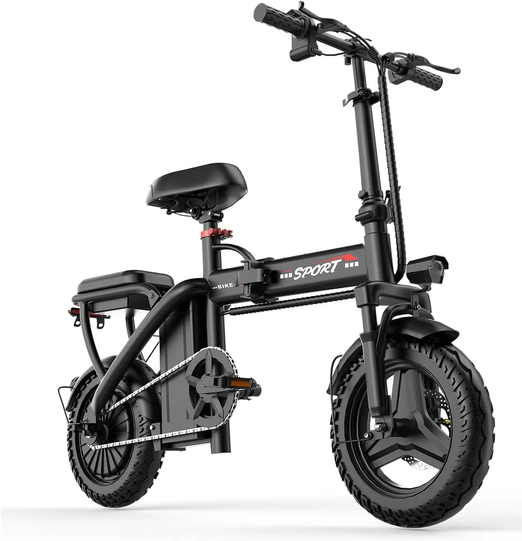 Electric Bike for Adults 1200W Peak Motor, 20MPH Folding Electric Bike, 45 Miles Long Range, 14" Mini Ebike Pedal Assist