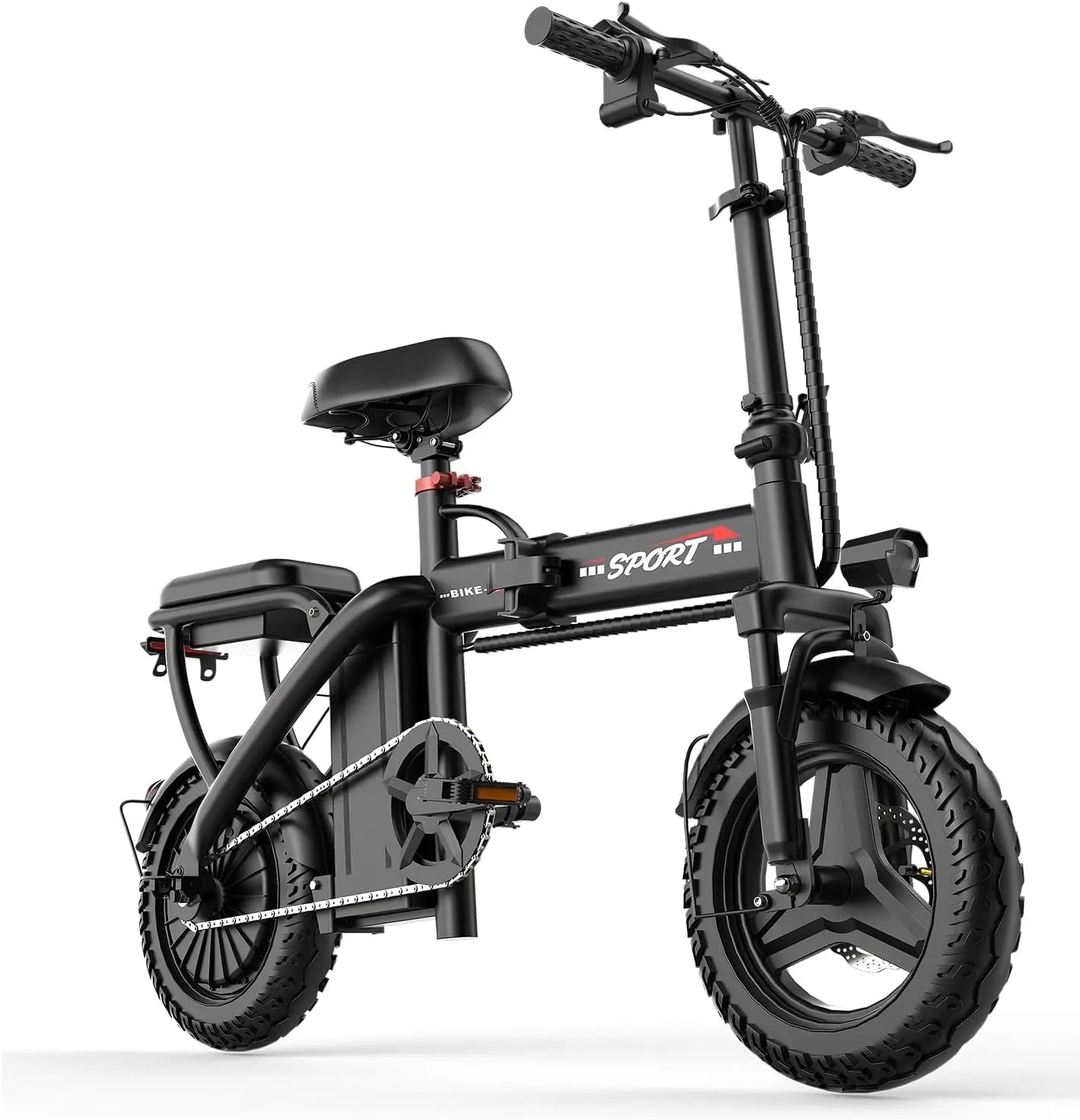 Electric Bike for Adults 1200W Peak Motor, 20MPH Folding Electric Bike, 45 Miles Long Range, 14" Mini Ebike Pedal Assist