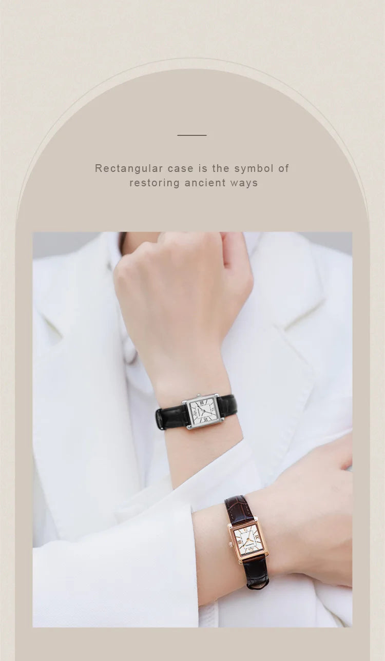 Elegance Leather Watch TIANWANG Luxury Square Women Genuine Leather Japanese Movement Minimalist Dress Wristwatch 3ATM