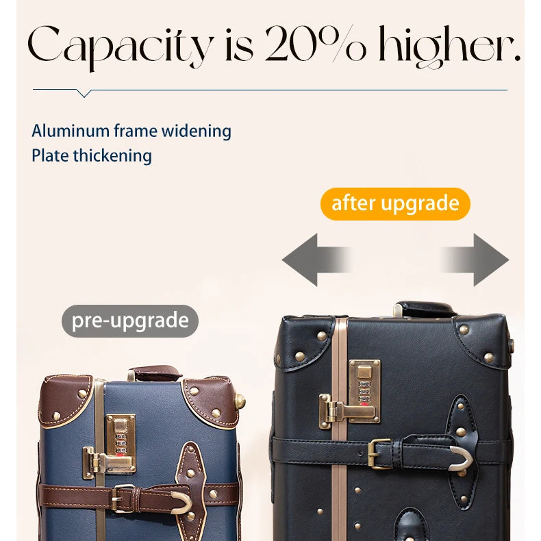 Urecity Vintage Luggage Set Lightweight Trolley Travel Suitcase On Wheels Retro Rolling Luggage 26 "+20" +12 "