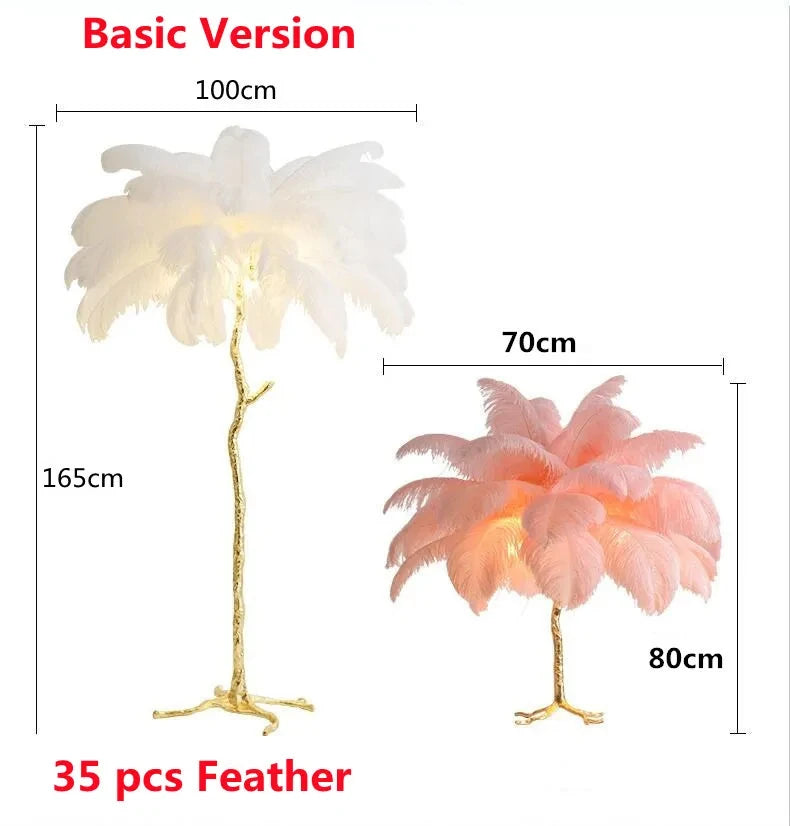 Modern Luxury Feather Floor Standing Lamp Living Room Sofa Background Wall Bedroom Bedside Light Home Deco Floor Lamp Mood Light