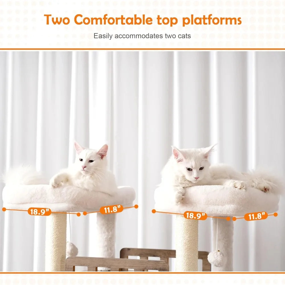 72-inch Tall Wooden Maine Coon Cat Tree with Litter Box Enclosure for Large Indoor Cats