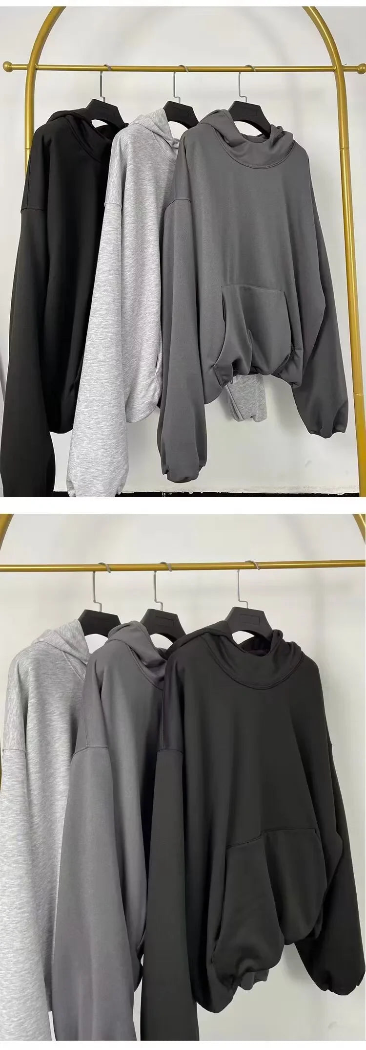 European style wide round tie pocket hoodie neutral Gothic street trend multi color fashion oversized hoodie hoodie streetwear