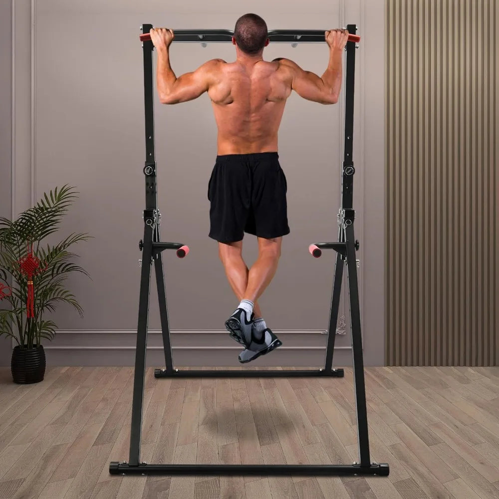 Foldable Power Station Pull-Up Bar Freestanding Triangular Power Tower Dip Station for Pull-Up Bar Pushups Abdominal